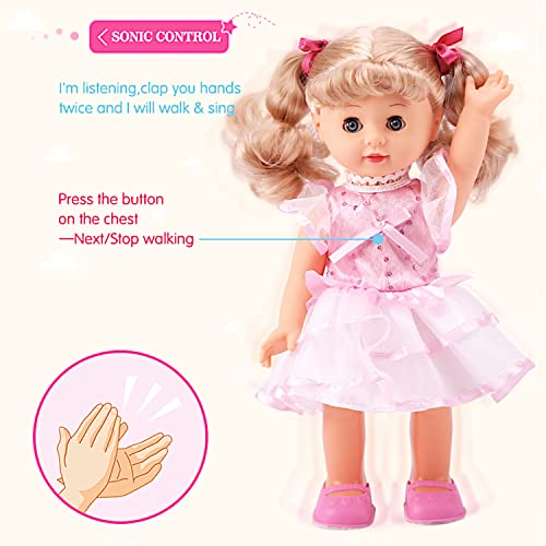 Poco Divo Princess Walking Doll 12" Interactive Vinyl Toy Baby Sonic Control Cuddly Girl Singing Talking Blonde Fashion Beauty With Blinking Eyes #TOP3