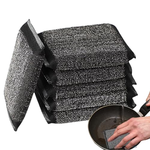 Zankie Éponges À Récurer Double Face, 6 Pièces, Tissu Éponge Métallique Réutilisable pour Le Nettoyage, Tampon À Récurer Anti-Rayures pour La Cuisine Et Le Nettoyage Ménager
