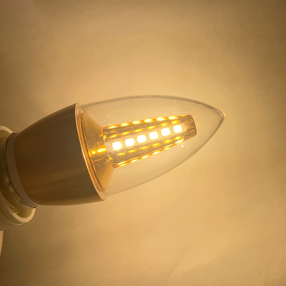 RYTM (Confezione da 10) Lampadine a LED, Lampadina a mais con base E14, Lampadine a candela a LED 5W 500LM 50 Watt equivalenti, 3000K 6000K Non dimmerabile CA 85 V ~ 265 V (Gold 3000K)