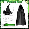 Bryndo Wicked Witch Costume Accessories Set for Women, Witch Fancy Dress with Cape Witches Hat Green Gloves with Claws Wicked Glasses for Halloween Cosplay Dress Up #2