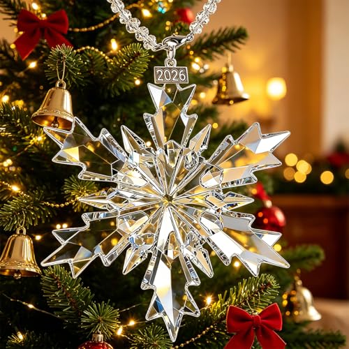 Crystal Christmas Ornaments 2026, Glass Snowflake Ornaments for Christmas Tree, Sparkle Crystal Star Ornament Gift for Women, Unique Pretty Beautiful Xmas Tree Decor — view 2