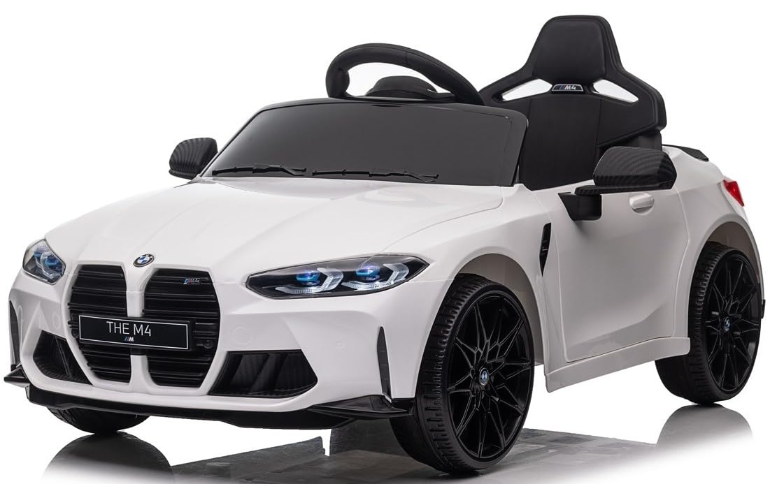 BMW M4 Ride on Car 2WD Rear Wheel Drive Kids Licensed Competition Sport Coupe 12v Electric Batery Epic Play White