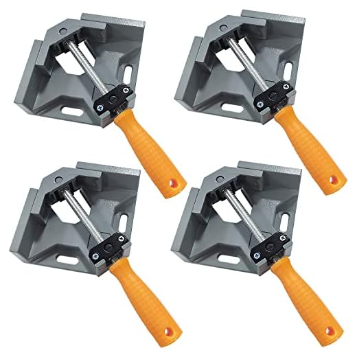4Pcs Sargento Escuadra, Abrazadera de ángulo recto de 90°, Clip de Esquina de Solo Mango con MandíBula Giratoria Ajustable Para Carpintería, Ingeniería, Soldadura
