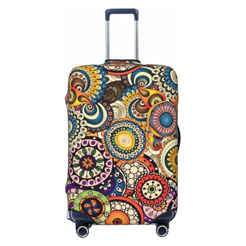 Ethnic Circles Floral Pattern Print Luggage Suitcase Cover Protector Luggage Washable Covers With Concealed Zipper