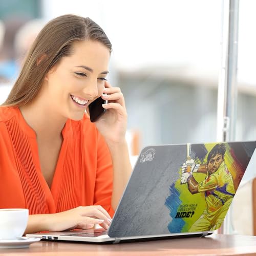 Image of Galaxsia Dhoni Top+Wrist Pad Vinyl Laptop Skin /Sticker /Cover Upto 15.6 Inches Laptops Laminated-Removable-HD Quality Compatible for Hp-Dell-Sony-Lenovo-Asus etc.(15x10 Inches)