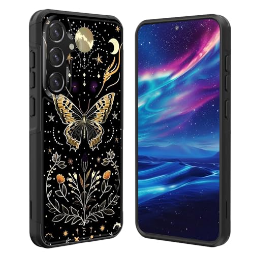 GFEWYTJYJ for Galaxy S24 Case,[10 FT Military Grade Drop Protection] Non-Slip Heavy Duty Shockproof Phone Case for Samsung Galaxy S24 6.2 Inch 2024,Butterfly Moon Flower - image 1