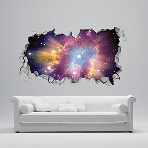 3D Wallpaper Effect (51.2 x 28.3 inches, Cosmic Broken Wall 3D Sticker)