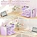 OPNICE Desk Organizer, 5-Tier Paper File Organizer with Drawer & Pen Holder, Office Desk Accessories, Workspace Desktop Organizer for Office Supplies(Purple)