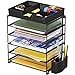 Simple Houseware 5-Tier Document File Tray with Supplies Sliding Drawer and Pen Bucket, Black