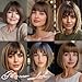 Civrie Hair Toppers for Women with Bangs Short Bob Synthetic Hair Pieces for Thinning Hair Side Part Brown with Highlights