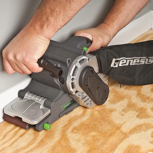 Genesis Gbs321A Single Lever 3" X 21" Variable Speed Belt Sander With Adjustable Front Handle And Dust Collection Bag , Grey #TOP1