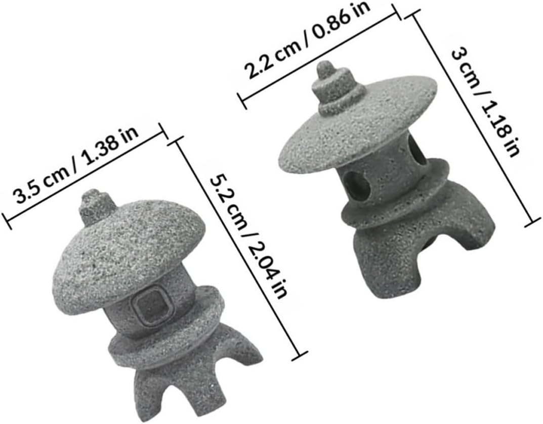 2pcs Japanese Style Stone Pagoda Miniatures for Bonsai Garden Displays image 2