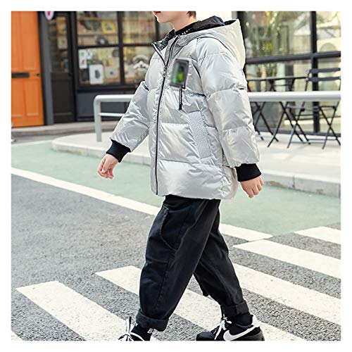 Parkas Boys' Ultra Lightweight Girls Down Puffer Quilt Lined Jacket Coat Outdoor Zip Coats (Color : Silver, Size : X-Large)