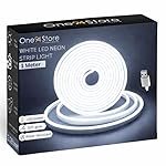 One94Store 1M LED Neon Strip Light – USB Powered Flexible Waterproof Rope Light (DC 5V) with Button Switch | Ambient Lighting for Bedroom, Home, DIY Décor, Gaming Room & Party (White)