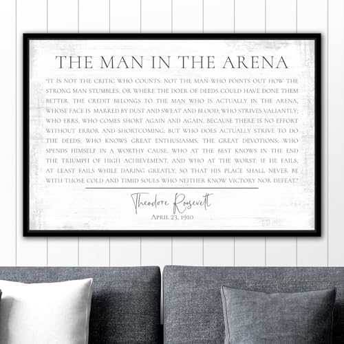 The Man in the Arena Theodore Roosevelt Canvas Wall Art Inspirational Quote