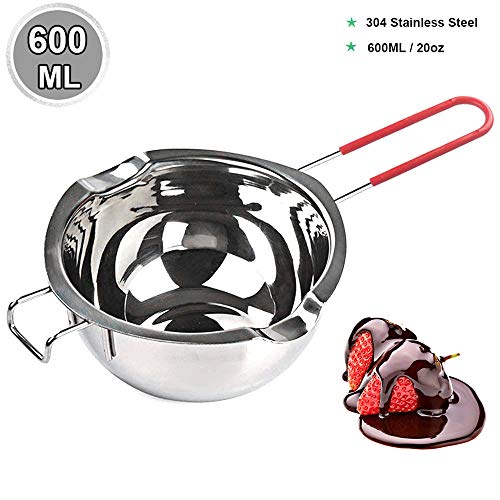 [New Upgrade] Stainless Steel Double Boiler Pot 600ML with Heat Resistant Handle