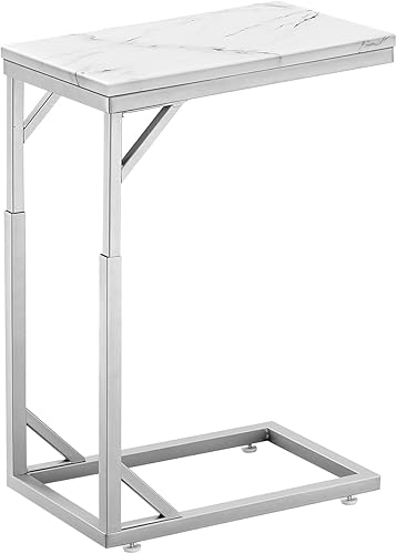 Miniatura 8 de Mesa auxiliar en forma de C, mesa de sofá pequeña con marco de metal, mesa auxiliar de altura ajustable para sofá, sala de estar, dormitorio, mesita