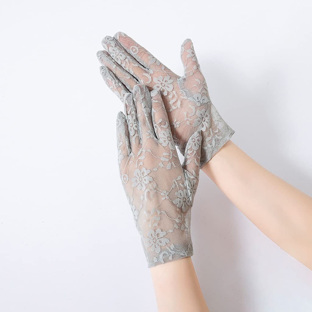 Guantes de protección solar finos para mujer estilo encaje de dedo completo