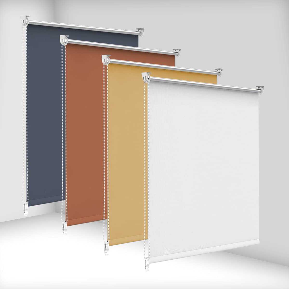 bobodeco Verdunklungsrollo ohne Bohren & mit Bohren, Verdunkelungsrollo Klemmfix, Weiß B45x H130cm (Stoffbreite 45cm), Thermorollo Sichtschutz und Sonnenchutz, Rollos für Fenster & Tür