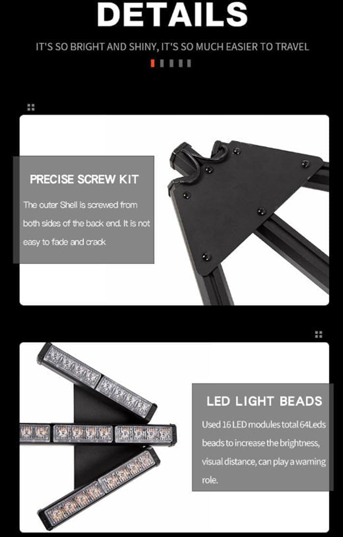 1PC 35" L x 14" H Durable Led Traffic Arrow Light 12-24V Amber Led IP65 Flashing Road Signal