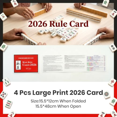 Image of PATPAT 4Pcs Mahjong Card Games Official Revision Mahjong Cards 2026 Rule
