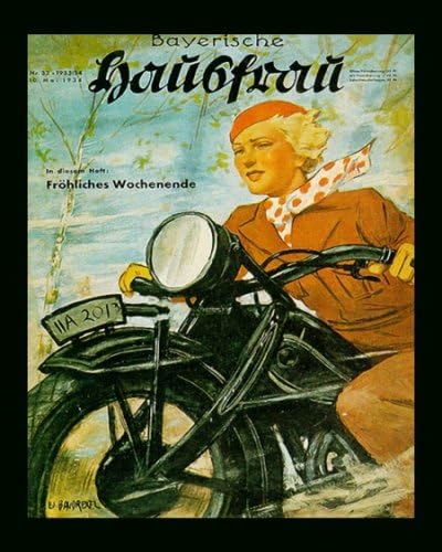 BMW Motorcycle Girl Print Vintage Bike Poster