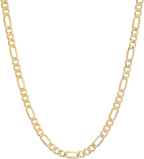 Real Genuine Solid 1/20 14K Yellow Gold Figaro Link Chain Necklace 3 mm 20 Inch for Men and Women