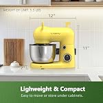 Stand Mixer, Compact & Space-Saving, Stainless Steel Bowl, Unique & Playful Design, Effcient 300W Motor, Dishwasher-Safe Attachments, SM-2549A, Yellow