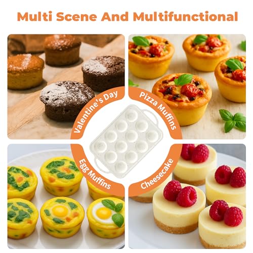 POSOSTO 2Pack Silicone Muffin Pan For Baking With Metal Reinforced Frame, 12 Cup Regular Size Nonstick Cupcake Pan, BPA Free Silicone Muffin Tray, Cupcake Baking Pan Molds for Oven by POSOSTO - Used condition - Image 7