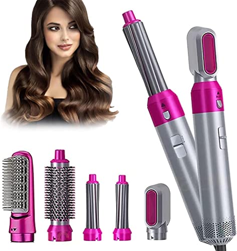 GGOO Sèche-Cheveux 5 en 1 Styliste Brosse À Air Chaud Sèche-Cheveux Électrique Peigne À Cheveux Baguette De Curling Styler Détachable Outil Hair Blow Styler pour Les Cheveux des Femmes Cover