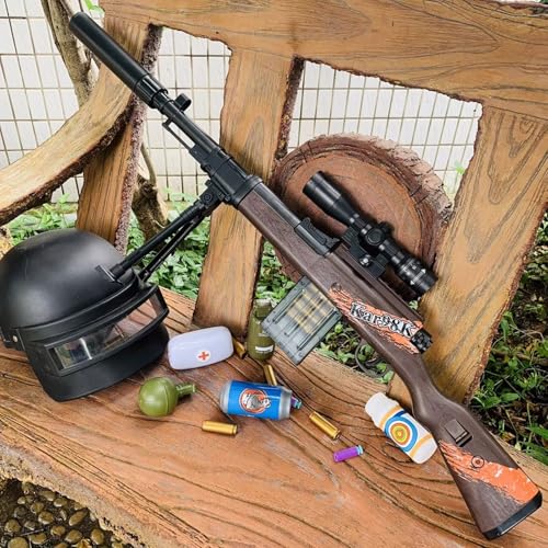 98K Rifle de Francotirador Expulsión Manual Pistola Juguete 15X Lupa Ajustable Rifle Bala Blanda 49FT Disparo de Largo Alcance Juego al Aire Libre de Regalo de cumpleaños de Año Nuevo Toy Gun