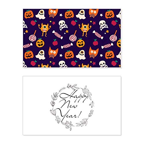 Tarjeta de felicitación de Año Nuevo y Halloween con diseño de calabaza