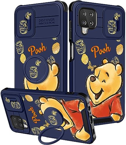 Qerrassa for Samsung Galaxy A12 Case Cute Cartoon A12 Phone Case for Women Girly Protective Cover with Camera Cover & Ring Stand Funny Shockproof Cases for Samsung A12, Heart Stit