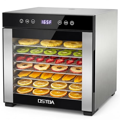 OSTBA Food Dehydrator, 8 Stainless Steel Trays, 95–165℉ Adjustable Temperature, 48h Digital...