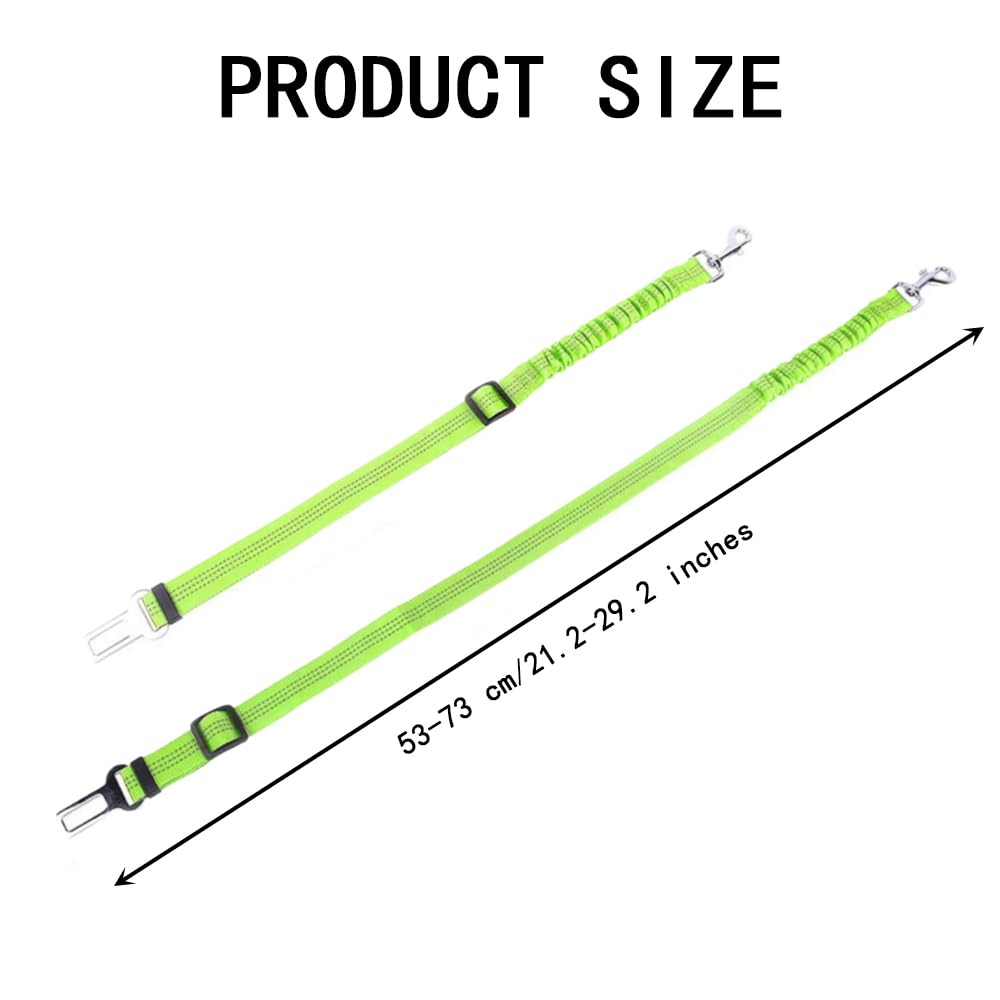 2 Pièces Ceinture Chien Voiture, Harnais Chien Universel Laisse pour Voiture avec Absorption de Chocs Clip de Harnais pour Animaux de Compagnie Accessoire pour Chats et Chiens (Noir, Vert)