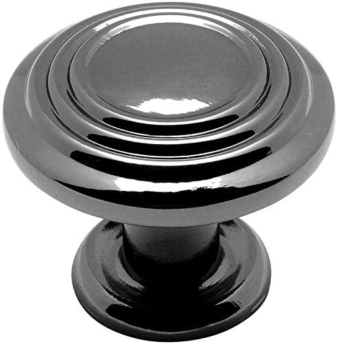 Cosmas 10 Pack 4122BN Black Nickel 3 Ring Cabinet Hardware Round Knob - 1-1/4" Diameter