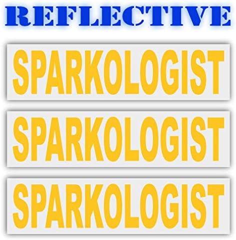 3 Pack | Reflective Construction Stickers, Hard Hat Stickers Electrician Sparkologist - Sticker Graphic - Construction Toolbox, Hardhat, Lunchbox, Helmet, Mechanic & More (Orange)