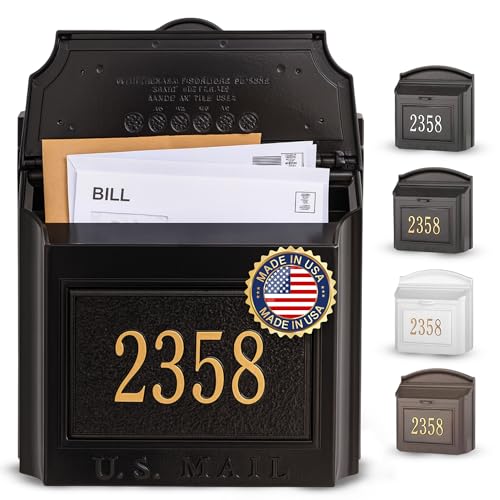 Whitehall Wall-Mounted Mailbox, Large Aluminum Wall...