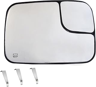 KYYET Right Passenger Side Heated Mirror Glass Compatible with Dodge Ram 1500 2500 2005-2009 with Back Plate Replace 5161010AA,CH1325121