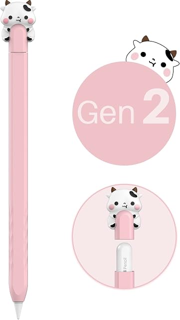 NIUTRENDZ Cute iPencil Case for Apple Pencil 2nd Generation Accessories Silicone Protective Cover Sleeve Holder Compatible with Magnetic Charging and Double Tap
