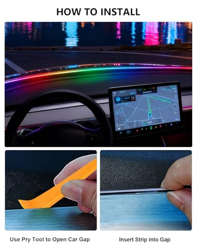Tira de luz LED ambiental para auto Tesla Model Y Model 3 miniatura 5