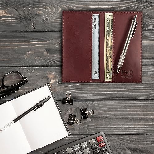 Image of Hide & Drink, Checkbook Cover, Minimalist Organizer for Personal or Business Finances, Bill Holder, Full Grain Leather, Handmade, Sangria