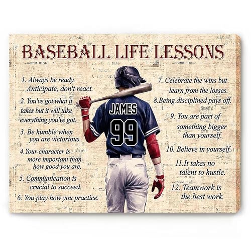 Personalized Baseball Life Lessons Canvas With Custom Name And Number