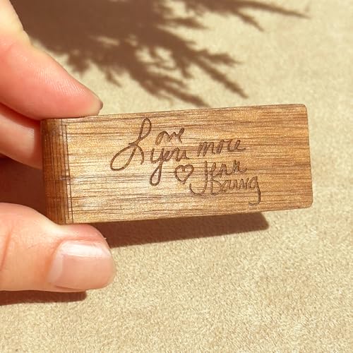 Personalized Natural Wood Money Clip • Best Dad Ever Father's Day Gift • Meaningful Gift for Dad • Custom Engraved Card & Cash Holder for Dad with Child's Handwriting • Actual Photo, Monogram, Date2