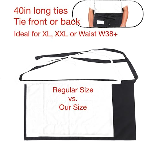 Miniatura 4 de Urby Delantales de cinturamedio para mujer con bolsillos talla grande delantal XL XXL o cintura W40+, mandiles para mujer para trabajo