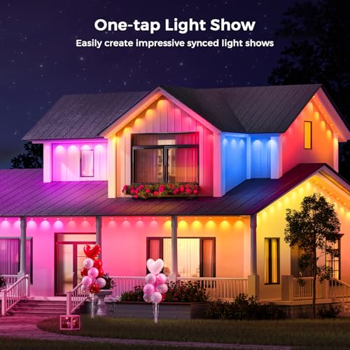 Image of LunaSync Permanent Outdoor Lights, 150ft RGBIC Smart LED Eaves Lights with App & Remote Control, IP67 Waterproof, 50 Scene Modes for Christmas, Holiday, Pool Party & Daily Decor