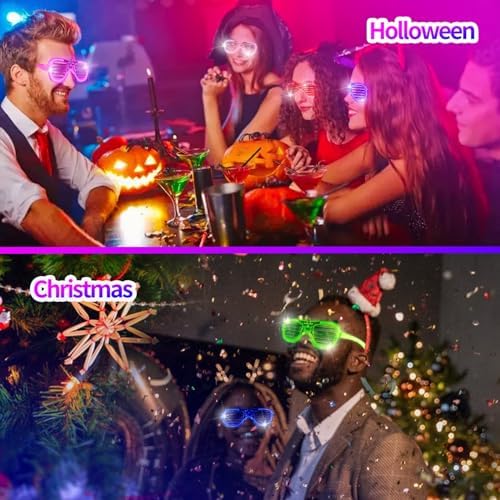 Mossoko LED Neon Party Glasses – Light Up Flashing Glow Glasses for New Year's Eve, Birthday & Rave, Disco, Festival, Club, Wedding, Party Favors (5/10/15/30 Pack)