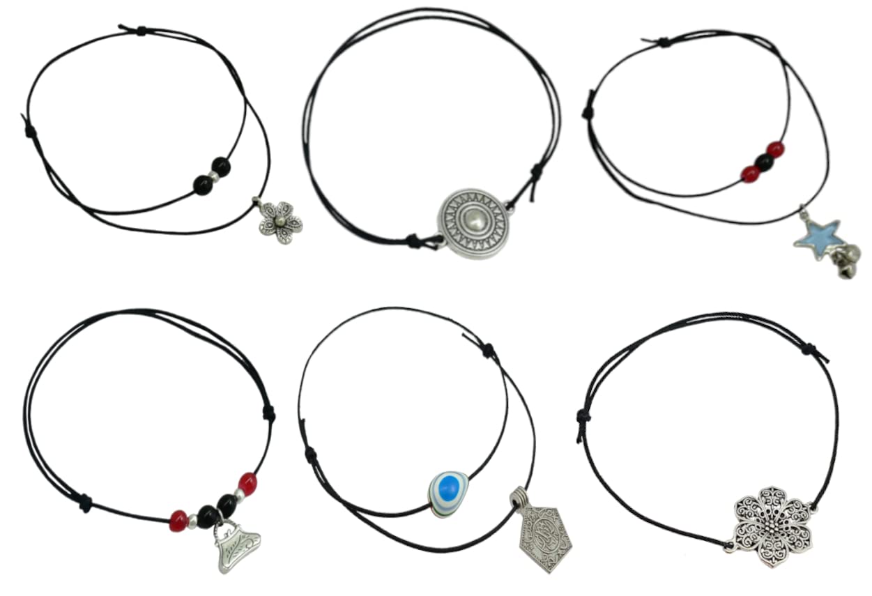 High Trendz Black Thread Adjustable Knot Oxidised Beads Nazariya Anklet for Girls (Pack Of 6) (B0BNNB6NNK) Amazon Price History, Amazon Price Tracker
