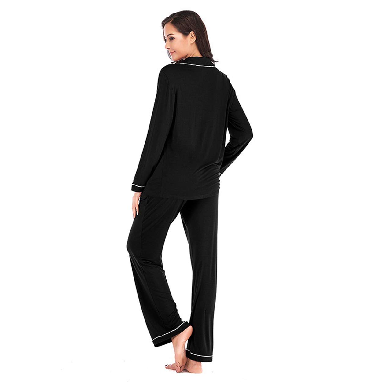 Conjunto de pijama para mujer, súper suave, de manga larga, con botones, ropa de dormir para descansar