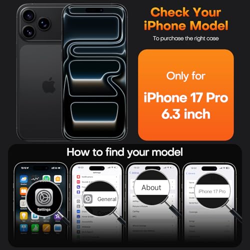 Image of TAURI for iPhone 17 Pro Case, with Screen Protector, Black | Full Camera Protection, Anti-Yellowing Military-Grade Protection Shockproof Slim Phone Case for iPhone 17 Pro